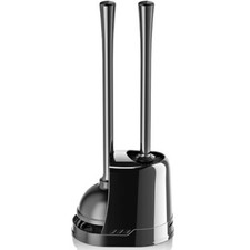 Toilet Plunger and Brush, Bowl Brush and Heavy Duty Toilet Plunger Set Black