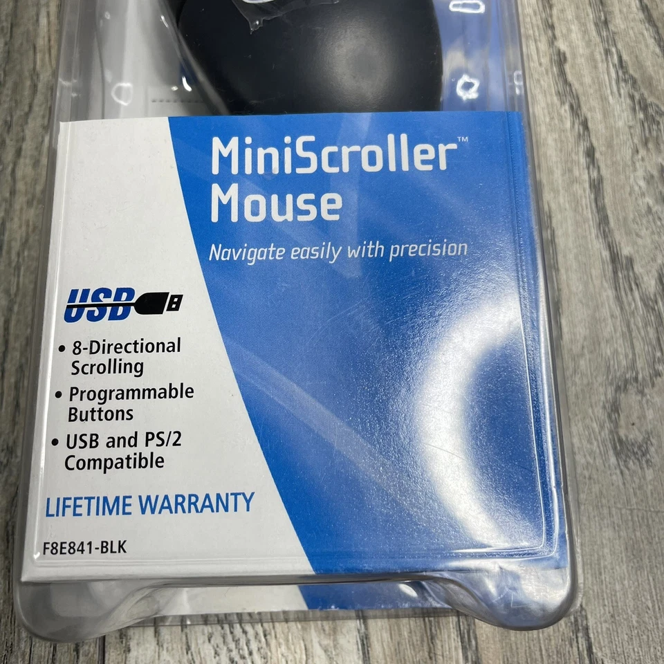 Belkin MiniScroller Mouse -USB PS/2 Adapter- Model F8E841-Black New - Image 3 of 4