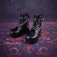 Military Shoes Short Boots Buckle Cross Chains 3 Colors for 1/4 1/3 BJD Doll