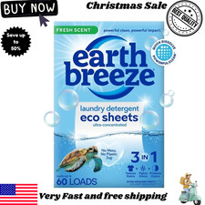 Earth Breeze Laundry Detergent Sheets Fresh Scent - 60 Loads No Plastic Jug US