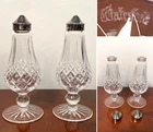 Vtg WATERFORD CRYSTAL Lismore Tall Footed 6.25"  Salt Pepper Shaker Set IRELAND