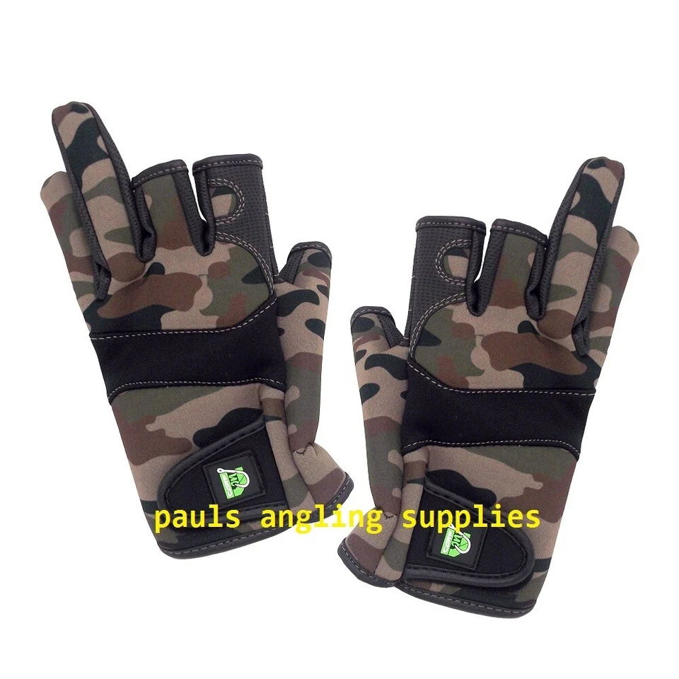 FLADEN Carp On DPM Camo Neoprene FINGERLESS Gloves with anti-slip palm ALL SIZES 1829
