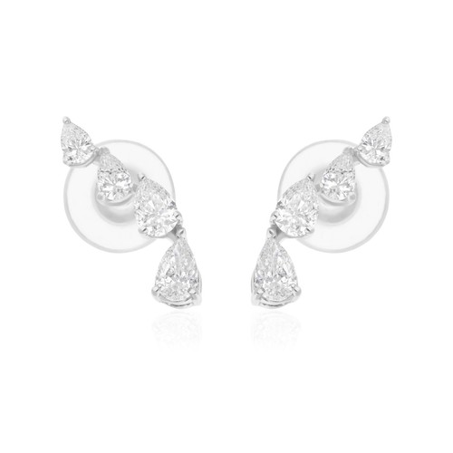0.50 Ct Lab Grown CVD Pear Diamond Stud Earrings Birthday Gift 18k White Gold - Picture 2 of 9