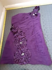ASPEED USA Purple Plunge Back Cocktail Dress Stretch Women's XL #S166