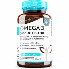 Omega 3 2000mg Fish Oil - 660mg EPA/440mg DHA High Dose - Brain Heart Joint Care