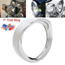 Chrome 7" Headlight Trim Light Ring Visor Bezel for Harley CVO Road King Softail