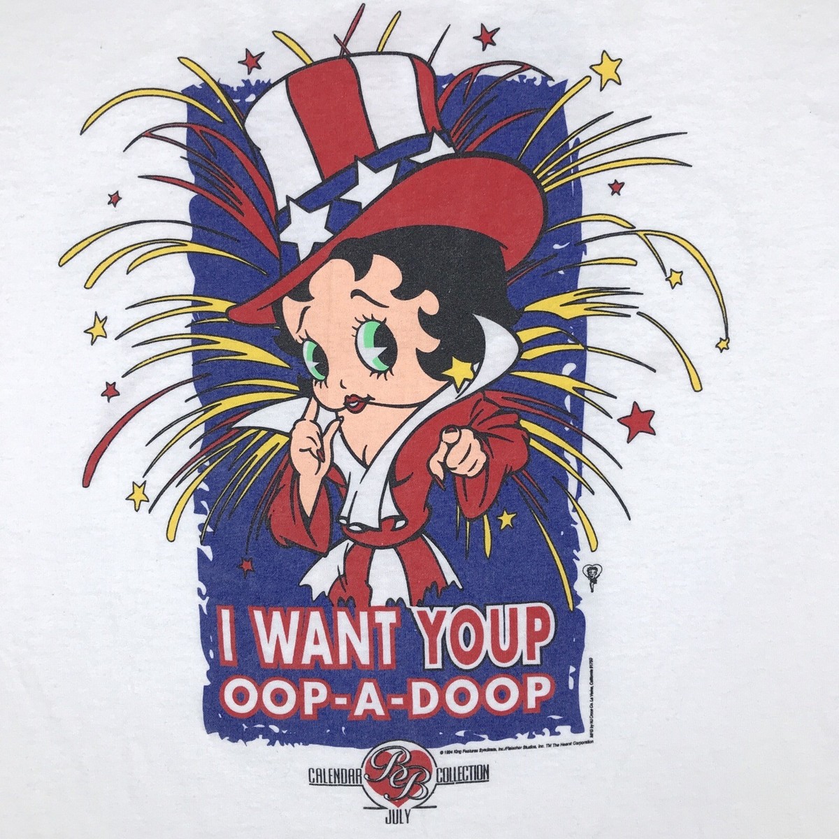 90s Betty Boop ベティ　フルーツオブザルーム　XL vtg 90s BETTY BOOP CALENDAR COLLECTION DOUBLE-SIDED T-Shirt