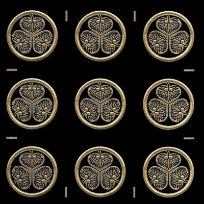 SAMURAI Crest Makie Sticker Tokugawa Ieyasu Mitsuba Aoi 1.5cm 9 pieces Gold