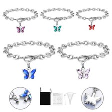 Crystal Cremation Jewelry Butterfly Urn Bracelet for Human Ashes for Women Girls