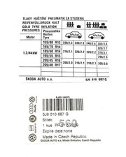 Original Volkswagen 5J6010687G License Plate Tire Pressure Front SKODA Fabia II