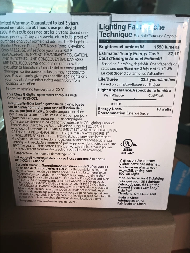 6- GE Lighting led18d38ow383025 18 W, Compact Led Bulb, White, Par38, 3000K  - Image 3 of 4