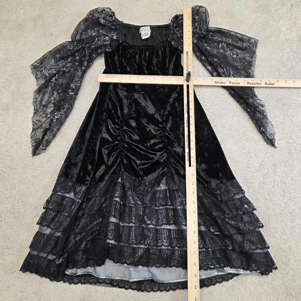 Wishcraft Dress Wicked Princess Velvet Bell Sleeve Witch Evil Queen Girls SZ 8 - Image 2 of 4