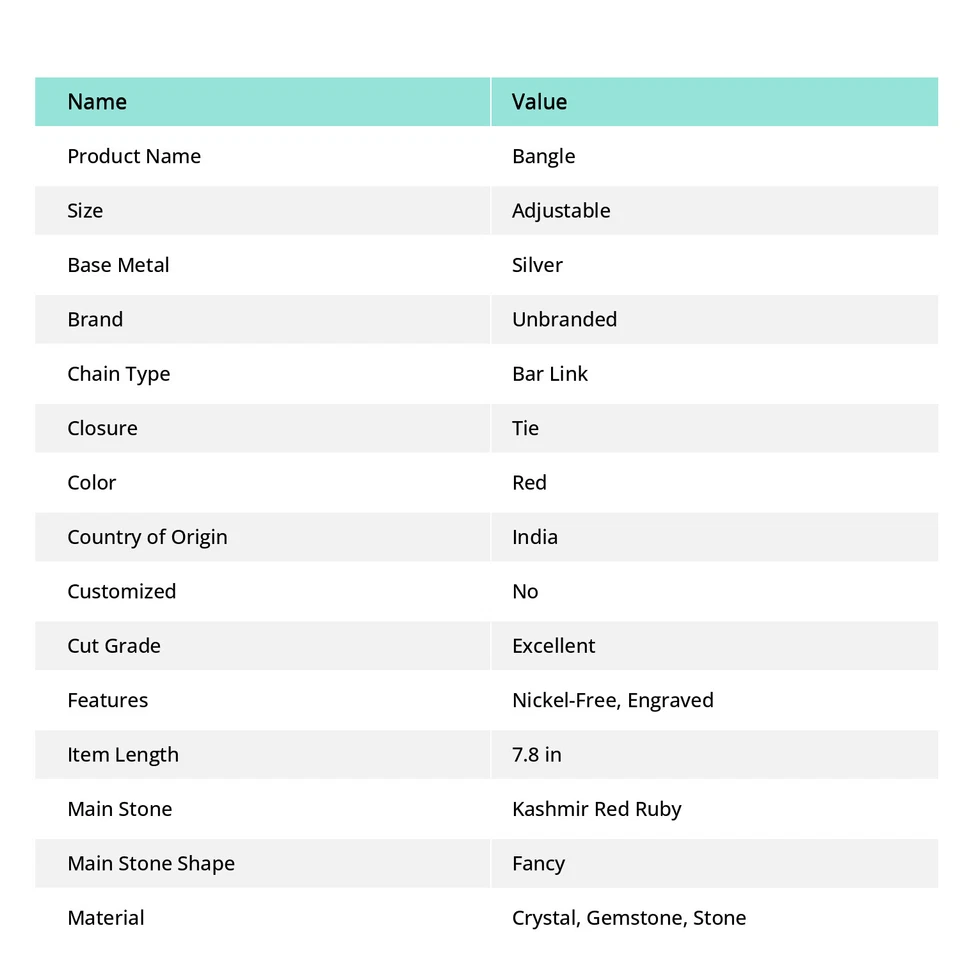 Brazalete ajustable de plata de ley 925 con piedras preciosas étnicas rubí rojo de Cachemira C1 Foto 4 de 4