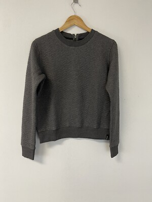 Superdry Sweater Womens Small Gray Cropped Sweatshirt Pullover N127