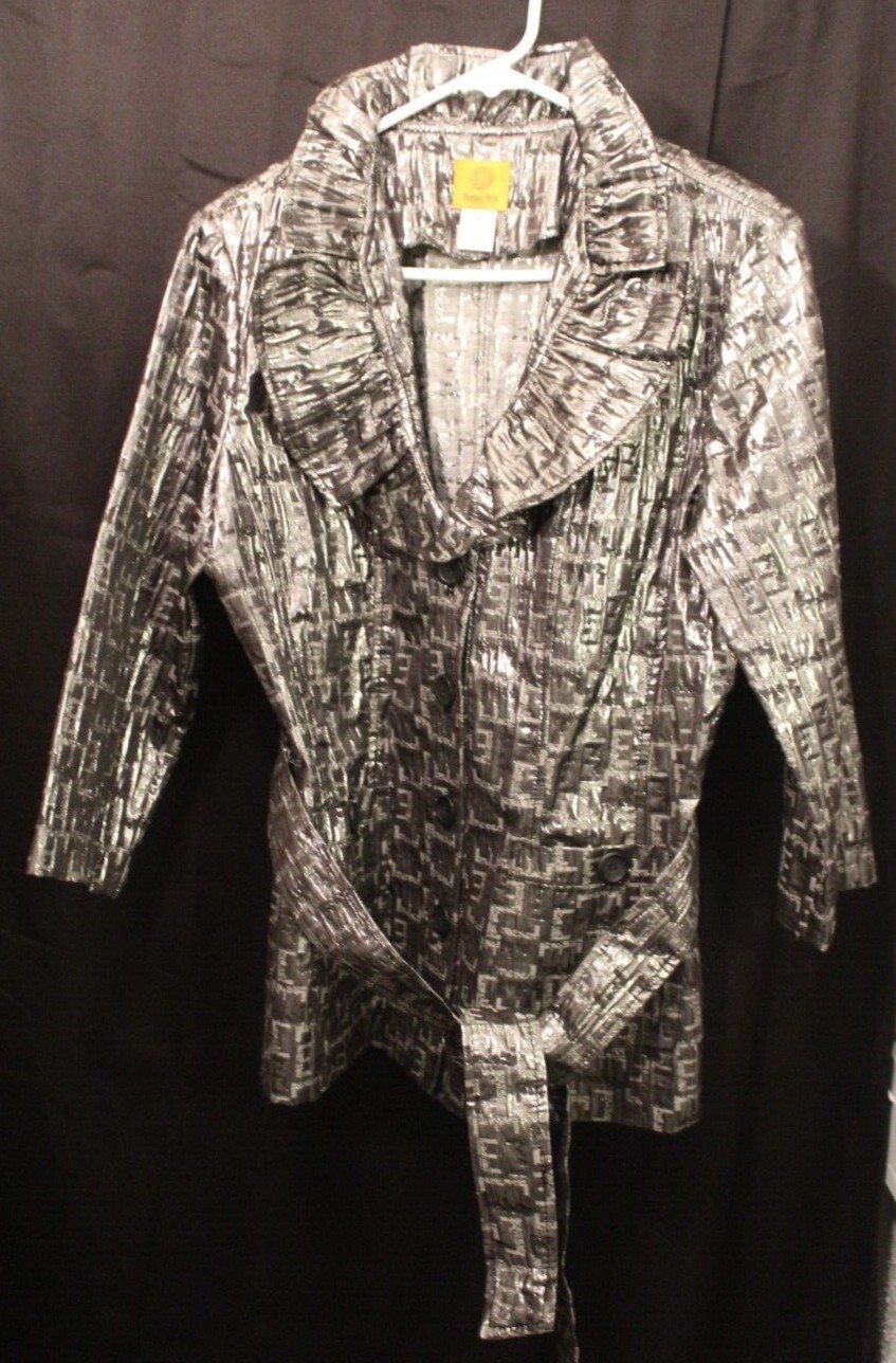 RUBY RD metallic black & gray. Button Front, belt… - image 1