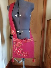 Accessorize Berry Colour Fabric Embroidered And Beaded Cross-bodie/Shoulder Bag