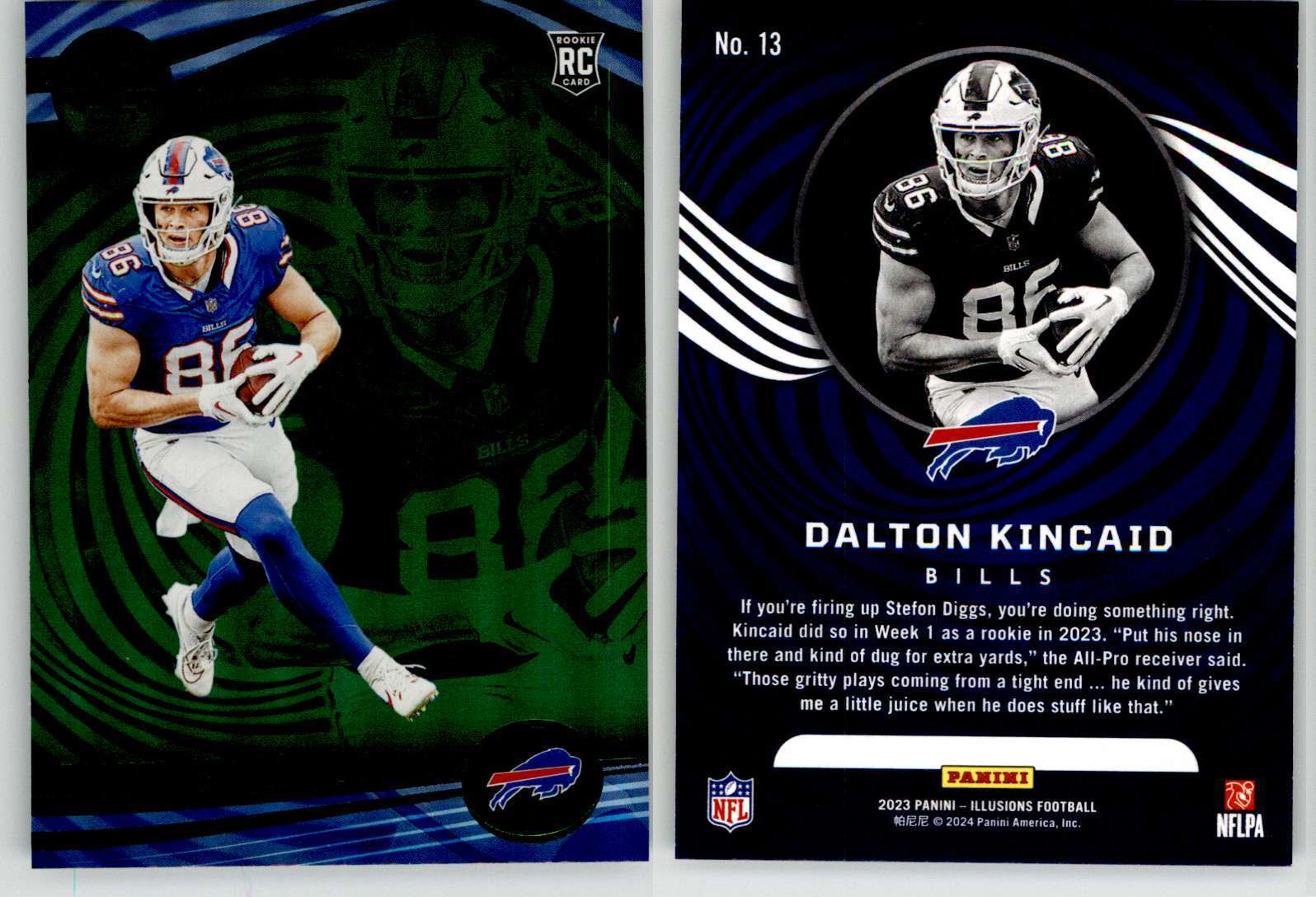 Dalton Kincaid 2023 Illusions Emerald Trophy Collection #13 Utah Bills RC Rookie