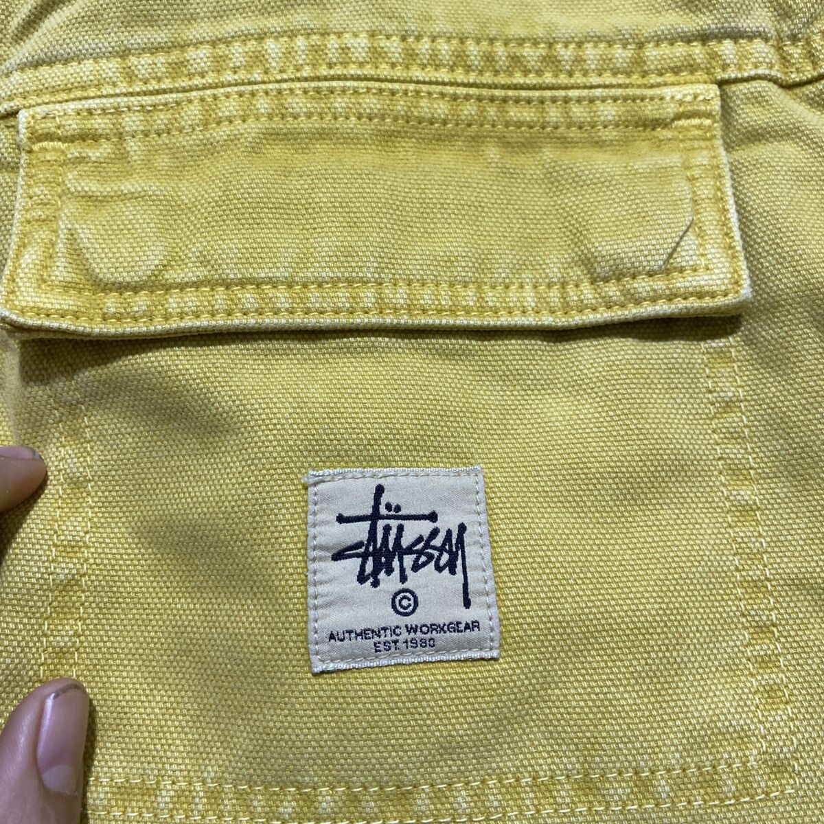 STUSSY WASHED CANVAS SHOP JACKET YELLOW S YK | eBay