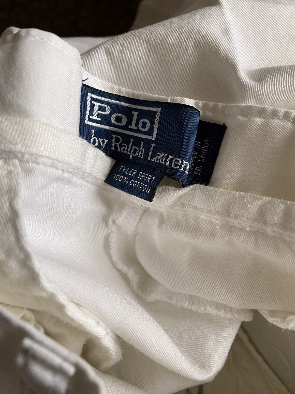 Polo by Ralph Lauren Mens Shorts Vintage Tyler Cream Beige Cotton Size