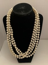 Vintage 1960's White Plastic Beads Strand Necklace 43 inches