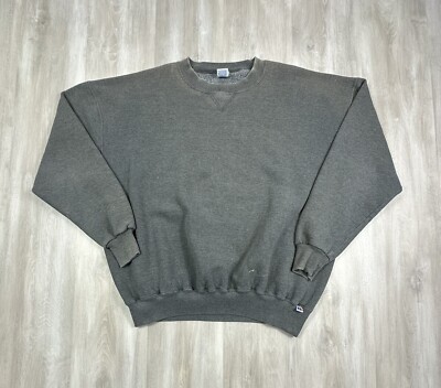 Vintage 90s Russell Athletic Blank Sweatshirt Mens XXL Long Sleeve V-Stitch Grey