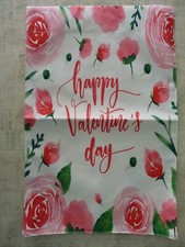 Happy Valentine's Day Garden Flag 12"x18" Pink/Red Rose Flowers Double Sided NIP