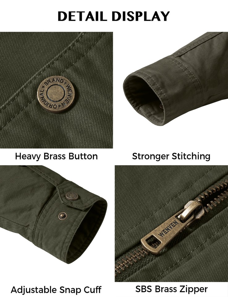 WenVen Men's Lightweight Military Cotton Jacket | Ubuy