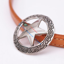 10PC WESTERN COWBOY MOTOCYCLE RANGER STAR ENGRAVED HAT BAND CONCHOS SCREW BACK