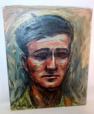 Syd FOSSUM Oil Painting 1946  MINNESOTA Artist Expressionist Portrait Man Beret