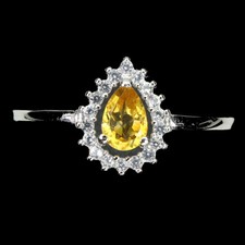 925 Sterling Silver Ring Pear Citrine 6x4mm Topaz Gemstone Jewelry Size 9