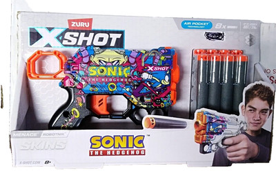 Zuru X-Shot Skins Sonic the Hedgehog Blaster Toy Gun Air Pocket Technology