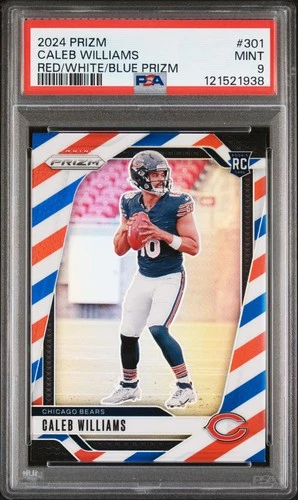 2024 PANINI PRIZM RED/WHITE/BLUE PRIZM #301 CALEB WILLIAMS PSA 9