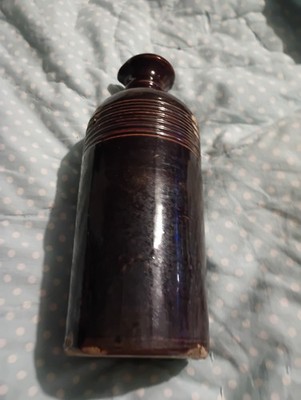 antique stoneware master ink bottle with pour spout E.H. Merrill Akron Ohio rare