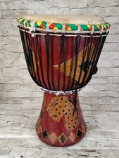 Djembe Drum Full Size African Handmade Carved 14" Tall 9" Surface - Excellent