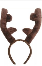 Reindeer Antlers Headband Brown Fancy Dress Up Christmas Adult Costume Accessory