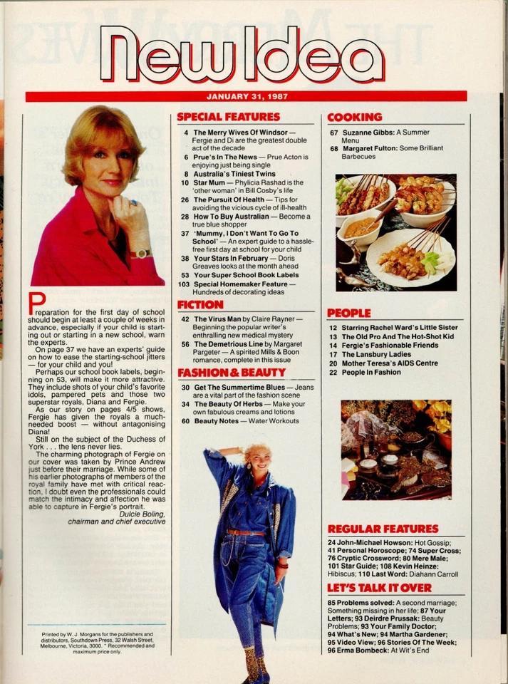 New Idea - January 31, 1987 - Fergie, Farrah Fawcett, Olivia Newton-John + Acton - Image 3 of 3