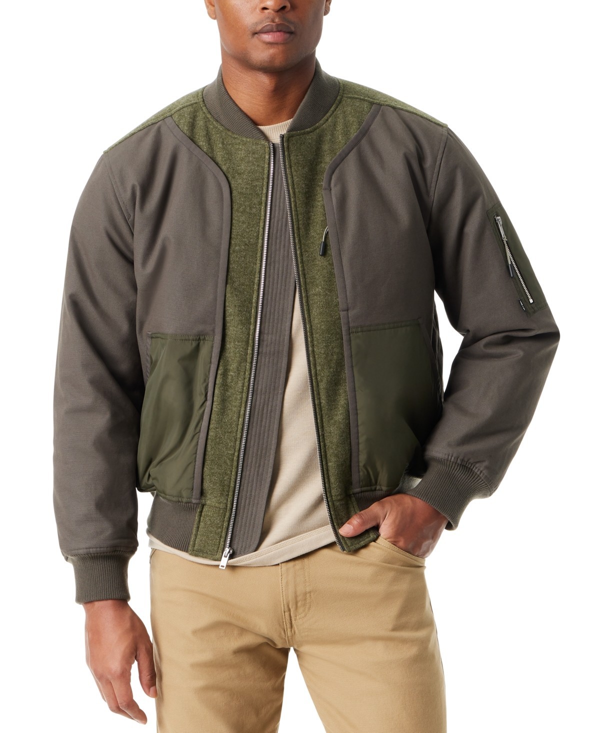 Bass Outdoor Mens Bomber Jacket Coat Medium Green Stretch Solid