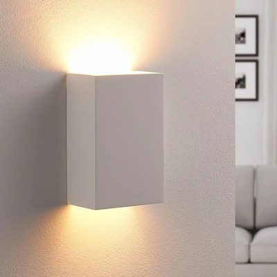 Lindby Wandleuchte Colja, eckig, Höhe 16 cm, Gips, weiß, G9, IP20