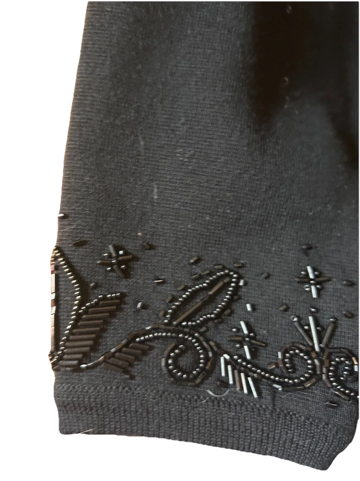 Cárdigan de Colección Talbots Negro Terciopelo y Lana Cuentas M Evento Especial Elegancia Foto 4 de 4