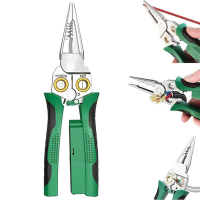 8-in-1 Professional Wire Stripper Crimper Cutter with Voltage Tester Tool