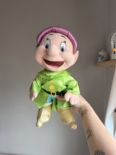 Disney Dopey Plush Toy Snow White and the Seven Dwarfs Green Outfit Purple Hat