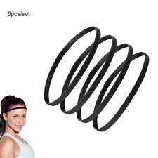 5pcs Non-Slip Elastic Sports Hair Band Black Stretchy Sports Headband Yoga Runni