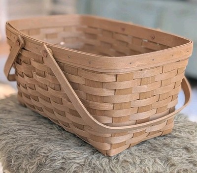 Vintage 2008 Longaberger Woven Lunch Basket Signed Handcrafted