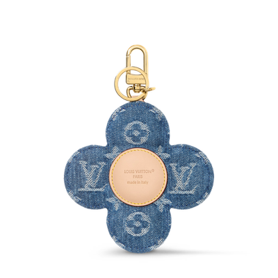 Auth Louis Vuitton LV Vivienne Denim Bag Charm M03659 Blue Gold