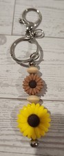 Handmade Flower Beaded Keychain Purse Bookbag Charm New Cheerful 3" Retro Vibe