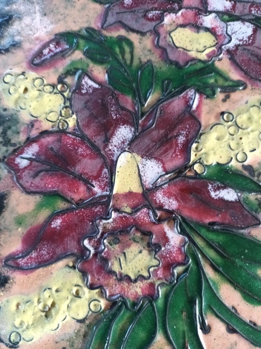 Kupfer/Emaillebild Blumen