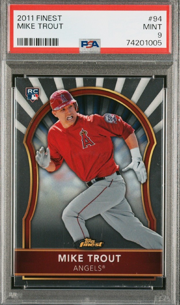 2011 Mike Trout Topps Finest Rookie RC PSA 9 #94