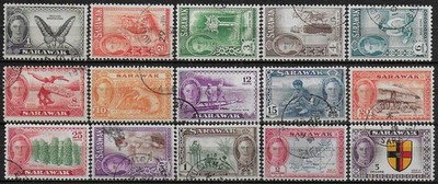 1950 Sarawak George VI 15v. used SG n. 171/85