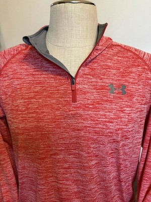 Under Armour Mens Red Heathered Loose  1/4 Quarter Zip -Size Med 0055