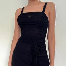 Early 2000s Cache black mesh and satin corset style top